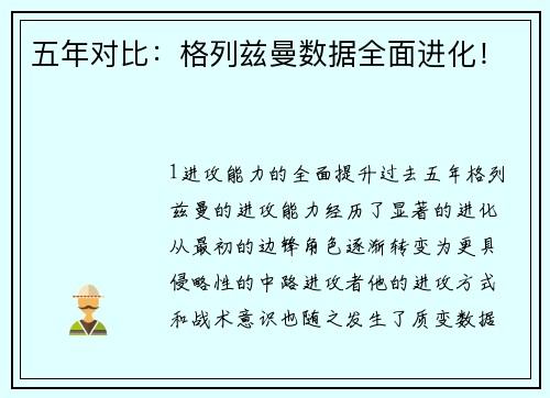 五年对比：格列兹曼数据全面进化！